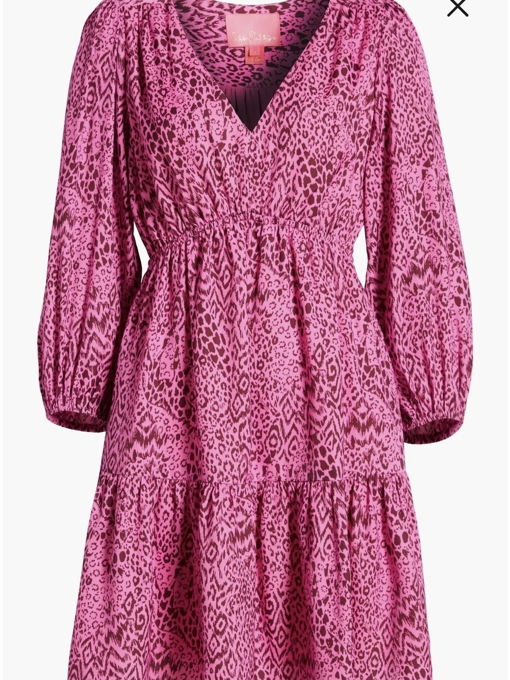 Lilly Pulitzer Deacon 3/4 Sleeve Dress Cerise Pink Pattern Play Sz 8 - Picture 2 of 15